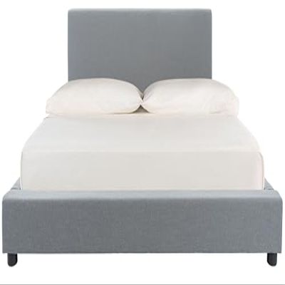 Safavieh Home Carter Contemporary Grey Linen Bed, Queen