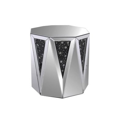 Benjara Benzara Octagonal Mirrored End Table, Clear,