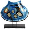 20.5" x 11.5" Oval Fused Glass Vase Metal Stand view 1