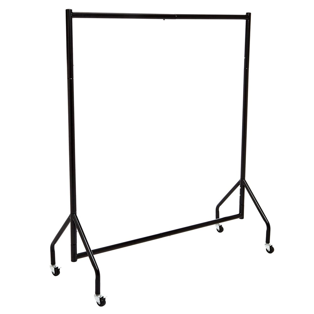 Amazon Basics Heavy Duty Portable Rolling Garment Rack, Hanging Clothes Organizer Rail for Display and Storage, Easy to Assemble, 19 x 60 x 48 inches, Black