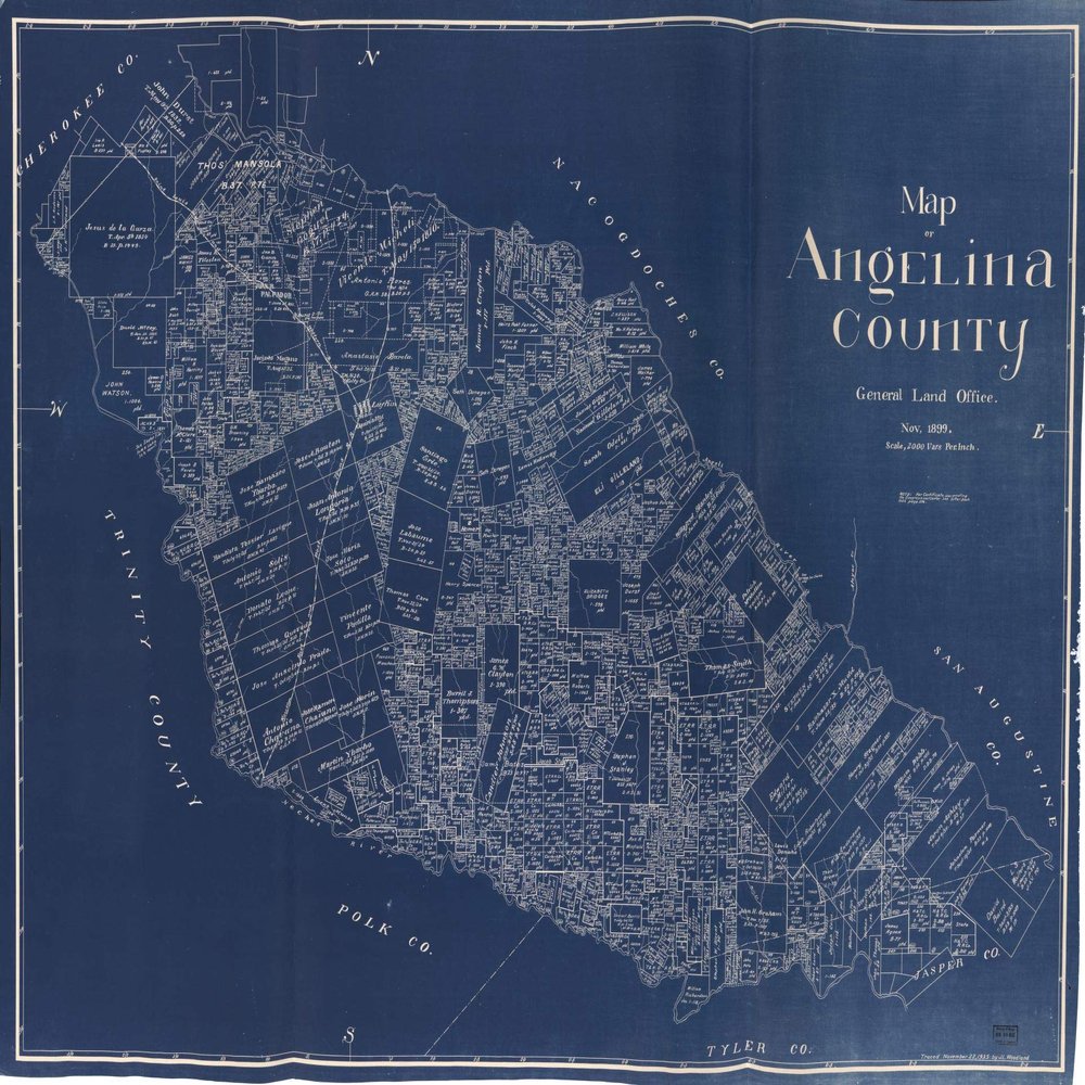 18" x 24" 1935 Map of Angelina County