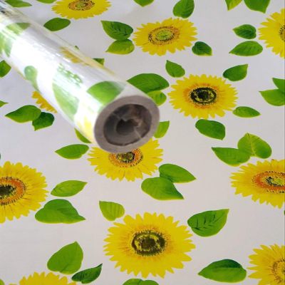 Thaisan7, 3 ROLLS Yellow SUNFLOWER contact wall paper Shelf liner peel & stick 27ft x 18"