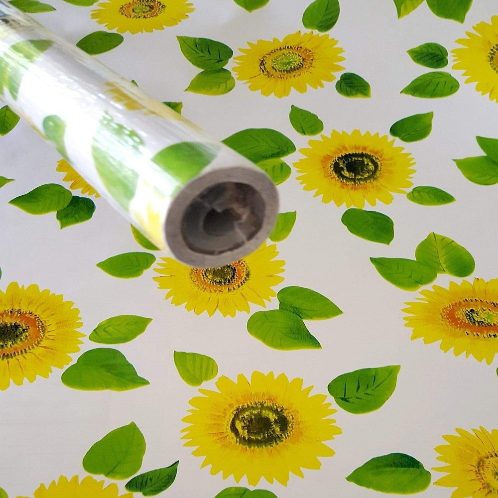 Thaisan7, 3 ROLLS Yellow SUNFLOWER contact wall paper Shelf liner peel & stick 27ft x 18"