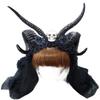 TanQiang Antler Skull Horn Headpiece Headband Gothic Rose Horns Headwear for Cosplay Photography Prop (Black A60cm) view 1