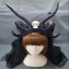 TanQiang Antler Skull Horn Headpiece Headband Gothic Rose Horns Headwear for Cosplay Photography Prop (Black A60cm) view 2