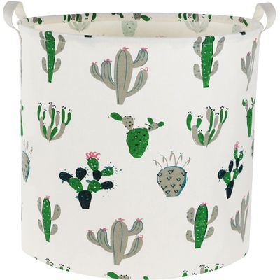 TIBAOLOVER Laundry Basket Kids laundry hamper Cactus Hamper Toy Storage Bin Organizer for Boys and Girls Cactus Room Decor(Green and Gray