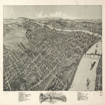 14" x 24" 1899 Map of Parkersburg West Virginia