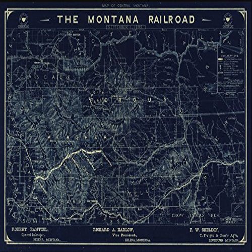 16" x 24" 1898 Map of Central Montana The Montana Railroad September 1st