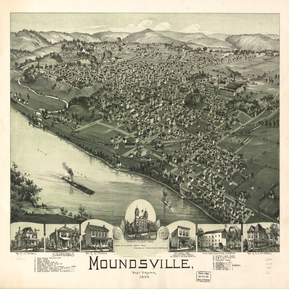 18" x 24" 1899 Map of Moundsville West Virginia