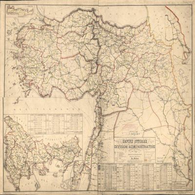 18" x 24" 1899 Map of Empire Ottoman Division Administrative