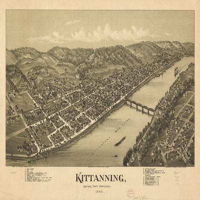 16" x 24" 1896 Map of Kittanning Armstrong County Pennsylvania