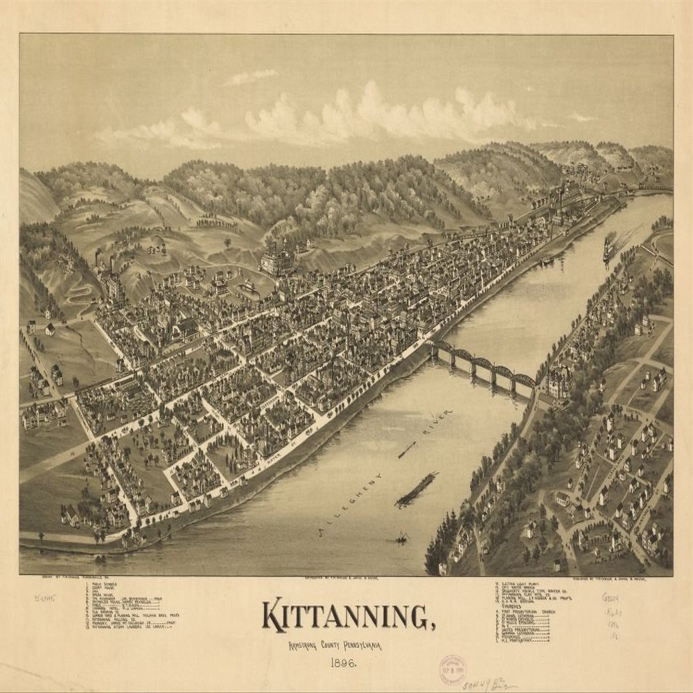 16" x 24" 1896 Map of Kittanning Armstrong County Pennsylvania
