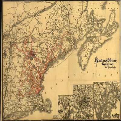 18" x 24" 1898 Map of Boston & Maine Railroad & Connections