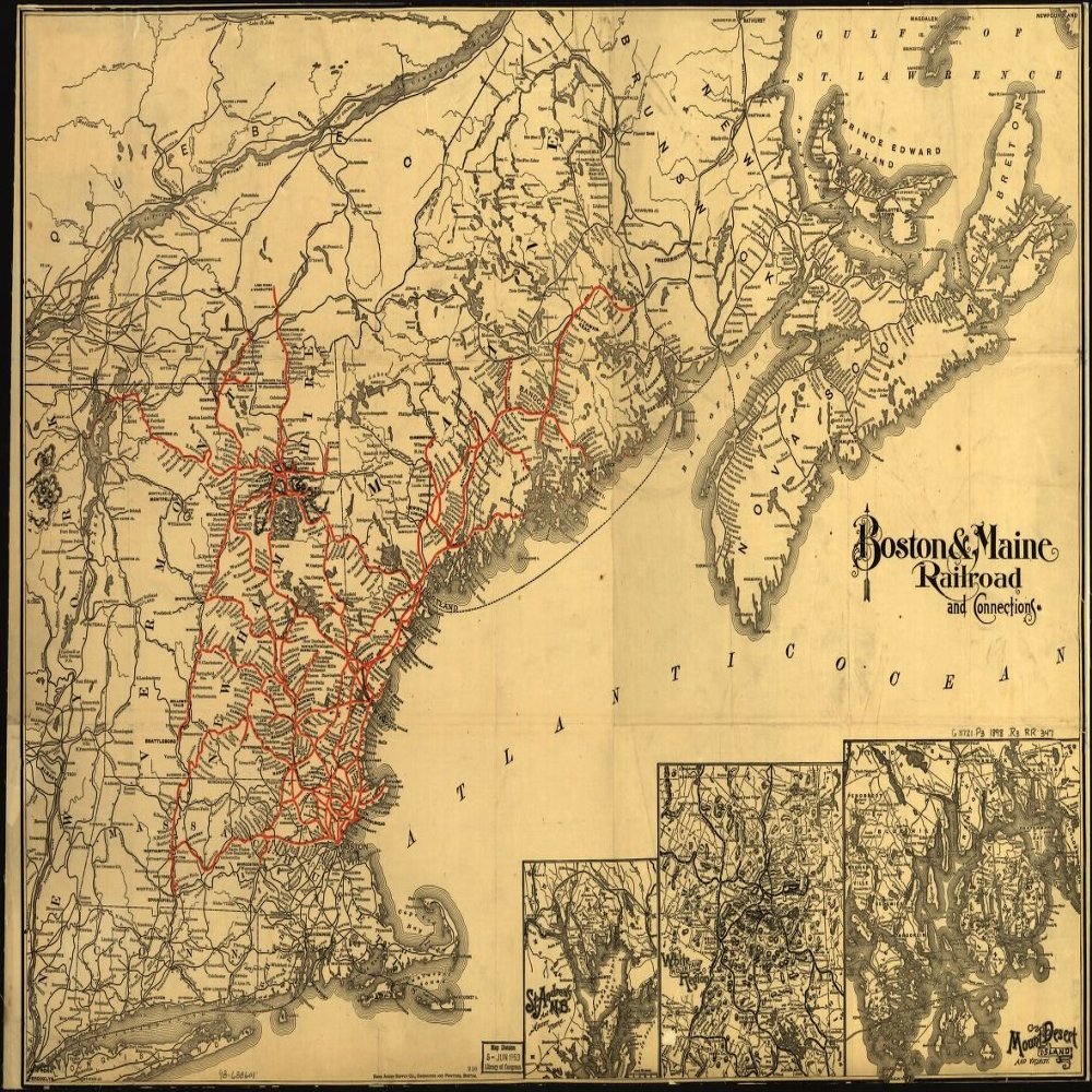 18" x 24" 1898 Map of Boston & Maine Railroad & Connections