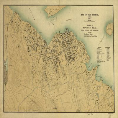 16" x 24" 1896 Map of Bar Harbor Maine
