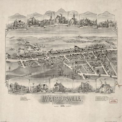 18" x 24" 1898 Map of Wernersville Pennsylvania