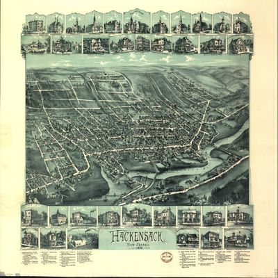 18" x 24" 1896 Map of Hackensack New Jersey