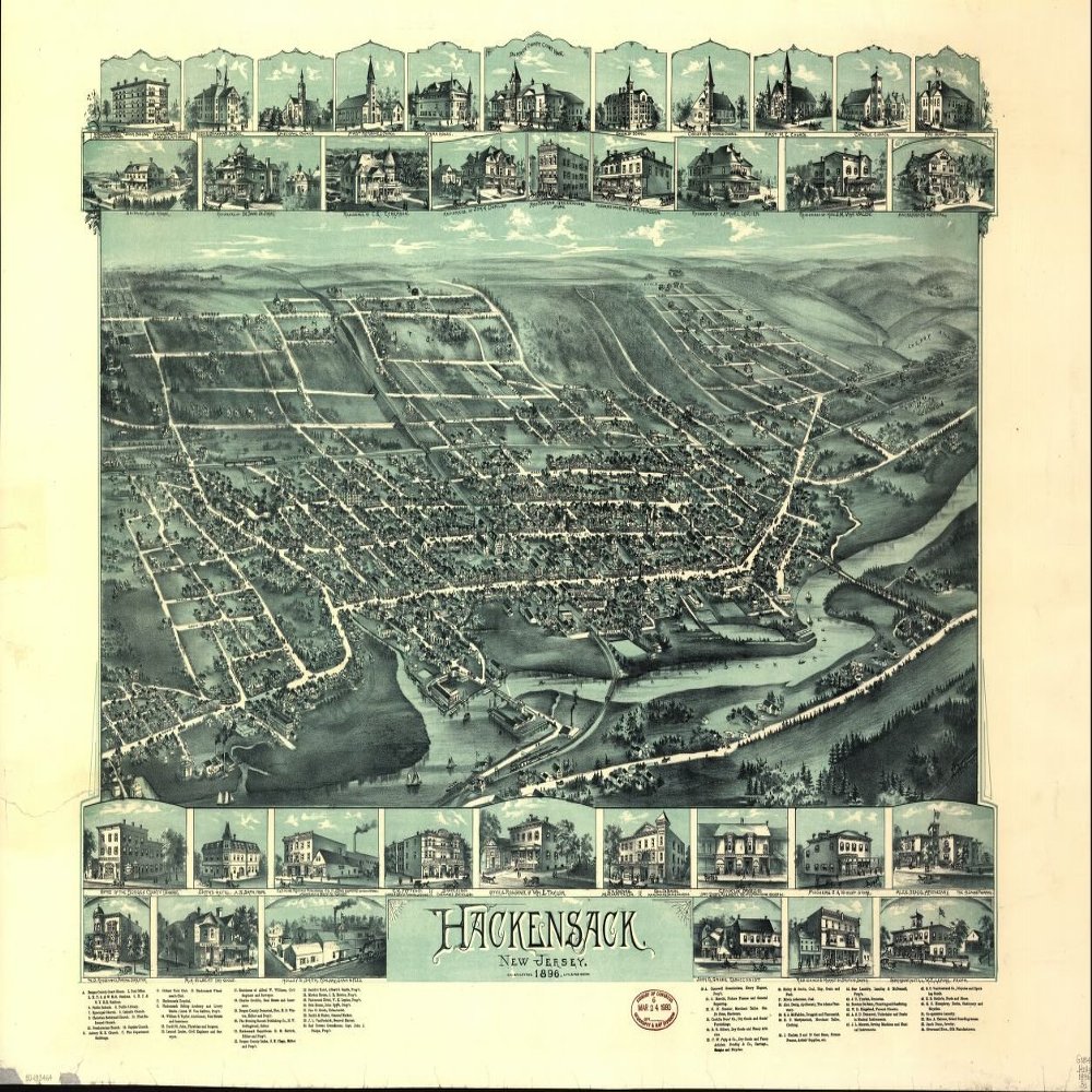 18" x 24" 1896 Map of Hackensack New Jersey