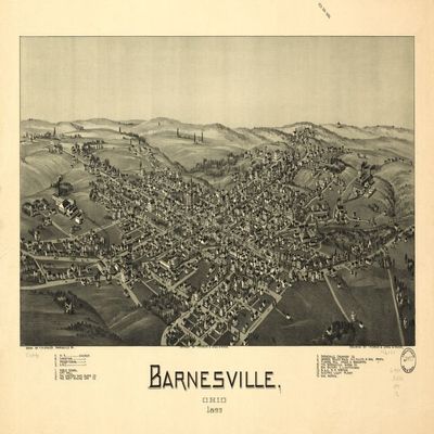 14" x 24" 1899 Map of Barnesville Ohio