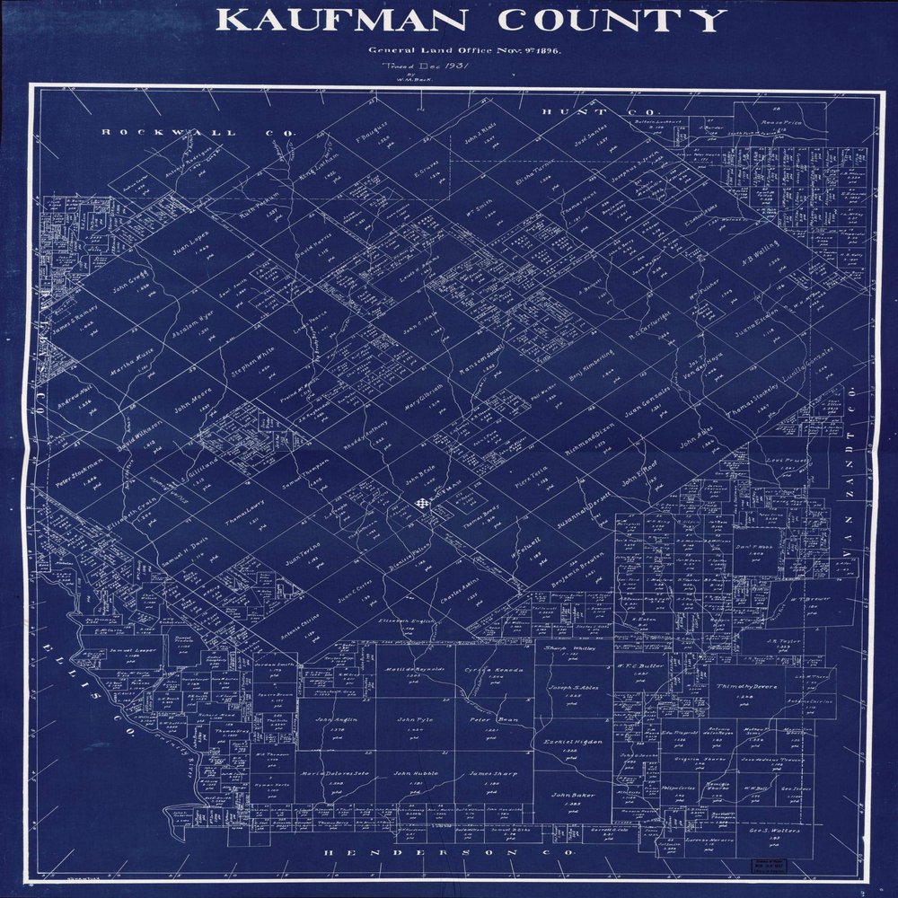 16" x 24"1896 Map of Kaufman County