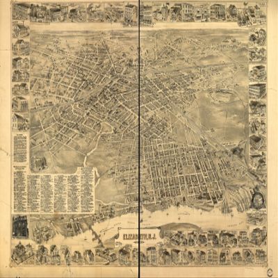 16" x 24" 1898 Map of Elizabeth New Jersey