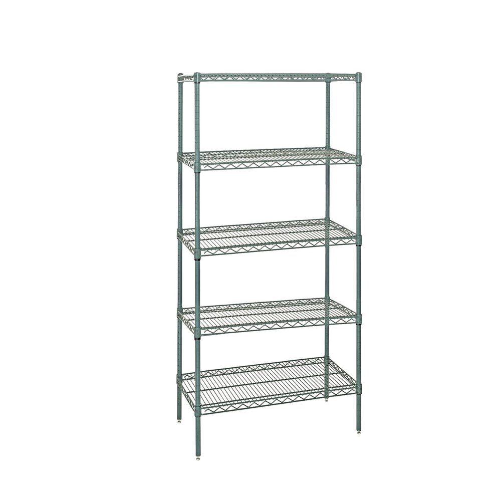Quantum Storage Systems WR54-2136P-5 Starter Kit Wire Shelves Green Epoxy 5 Shelves 54" H x 36" W x 21" D