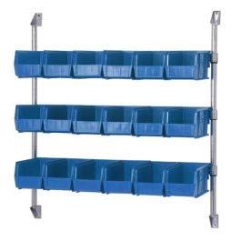 Quantum CAN-34-60BH-230CL Cantilever Bin Holder Post Wall Mount with (3) Bin rails, (18) QUS230 Clear Container Bins | 60"W x 10-7/8"D x 34"H, Polypropylene, Chrome-Plated Finish, Carbon Steel NSF