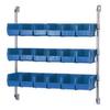 Quantum CAN-34-60BH-230CL Cantilever Bin Holder Post Wall Mount with (3) Bin rails, (18) QUS230 Clear Container Bins | 60"W x 10-7/8"D x 34"H, Polypropylene, Chrome-Plated Finish, Carbon Steel NSF view 1