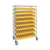 Quantum Storage Systems WRC9-63-2448-105YL Wire Heavy Duty Wheels 9 Shelves 80 Economy Yellow Bins 69" H x 48" W x 24" D view 1