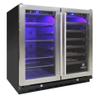 Vinotemp Wine and Beverage Cooler Refrigerator Dual Zone 19 in. Drink Fridge for Bottles and Cans, Adjustable Temperature Control with Glass Doors, 33 Bottle & 101 Can, Stainless Steel view 2