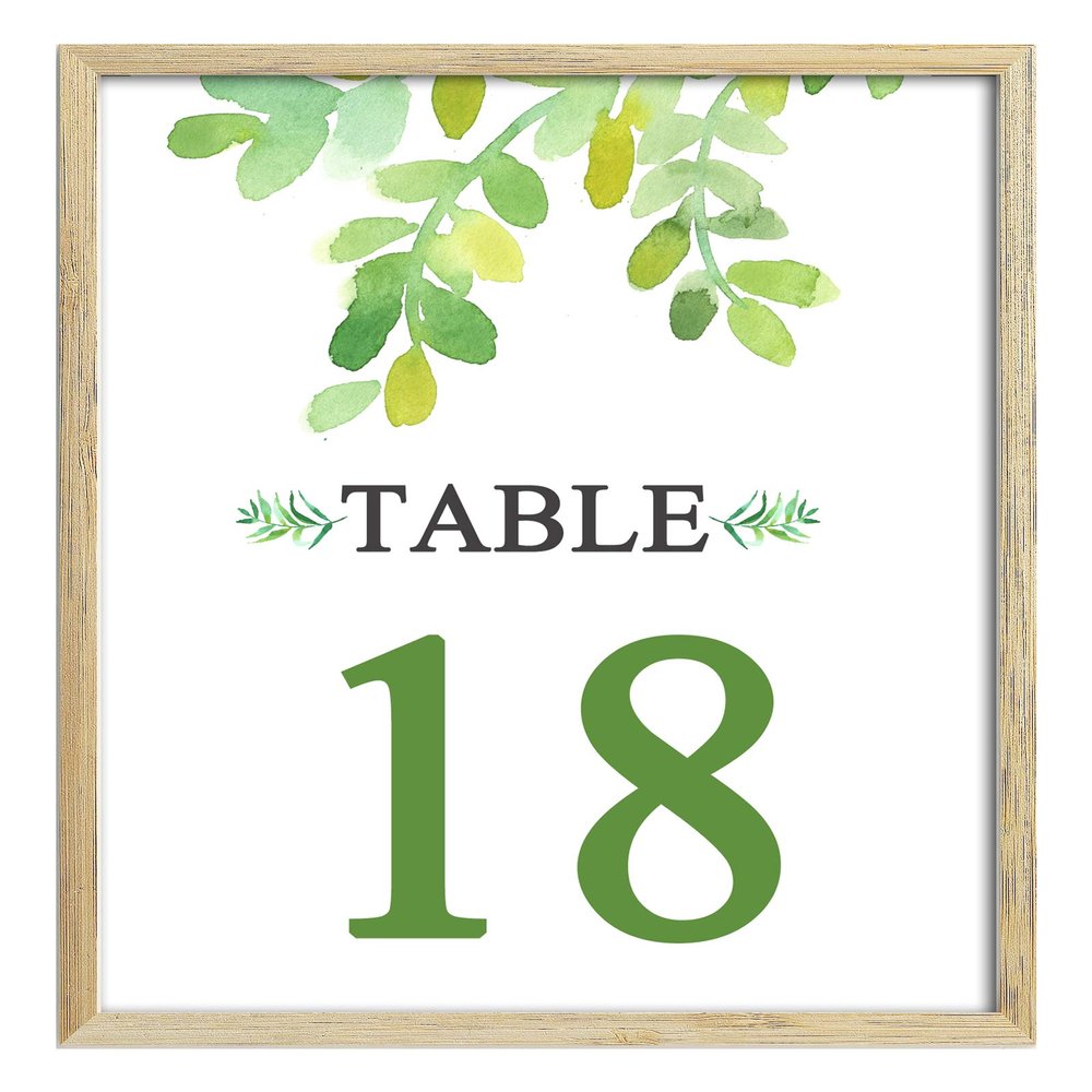 Darling Souvenir Watercolour Leafs Table Numbers Wedding Reception Table Place Cards-5" x 7" (1 to 40)