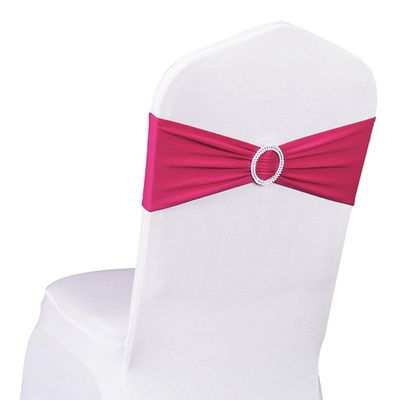 SINSSOWL Pack of 50 Spandex Hot Pink Chair Sashes for Wedding Fuchsia Chair Bows Sashes Bands Buckles Fitting Birthday Party Events Engagement Anniversary Bridal Shower Baby Shower Decoration