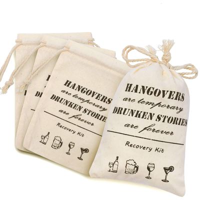 Whaline Pack of 20 Bachelorette Party Bags with Drawstring Cotton Recovery Kit Bags Muslin Tote Bag for Bridal Shower Wedding Gift Decoration Hen Night Parties (10 x 15 cm)