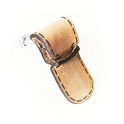 3DP 5X Genuine Leather Handles for DIY [A1] Pull Screw knobs for Drawers, Binders, Cupboard and Handmade Items, Shabby Chic Vintage Leather Handle