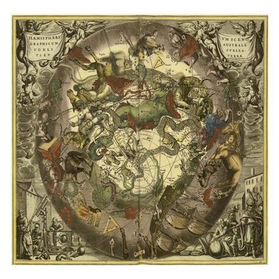Maps of the Heavens: Haemisphaerium Sceno Graphicum Australe-Paper Art-26"x20"