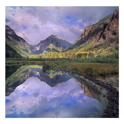 Global Gallery Handies Peak Reflected in Beaver Pond, Maroon Bells-Snowmass Wilderness Area, Colorado-Paper Art-24"x20.26"