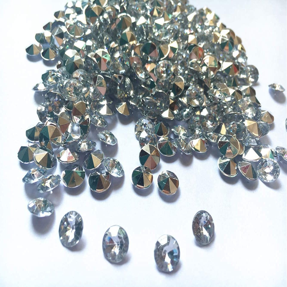 Liying Acrylic Diamonds Faux Round Crystals Treasure Gems for Table Scatters, Vase Fillers, Arts & Crafts, Wedding Decoration (8mm 1000pcs Clear & Silver)