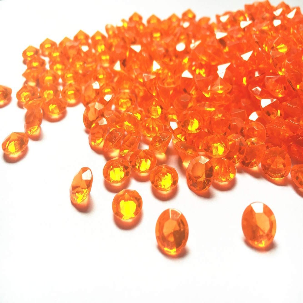 Liying Acrylic Diamonds Table Decorations Faux Round Crystals Treasure Gems for Table Scatters, Vase Fillers, Arts & Crafts, Wedding Decoration (8mm 1000pcs Orange)