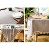Cotton Linen Stripe Tassel Tablecloth Rectangular Table Cloth for Kitchen Dining Room Home Tabletop Decoration 55 x 86 Inch Grey Stripe view 3