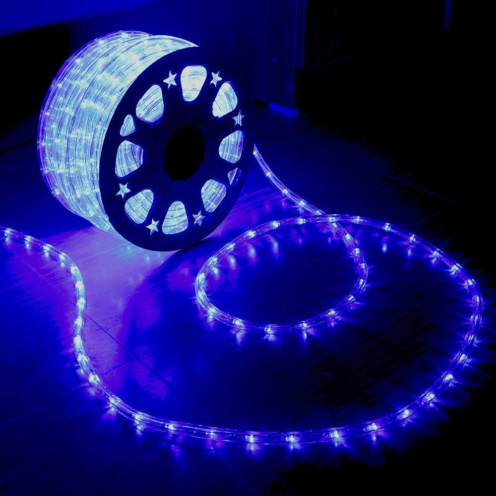 HuiZhen 100ft LED Rope Lights,720Led Blue Rope Lights Outdoor,Waterproof Rope Led Lights,Connectable Rope Lights for Outside,Party,Wedding,Background,Trees,Pool,Eaves Decorations