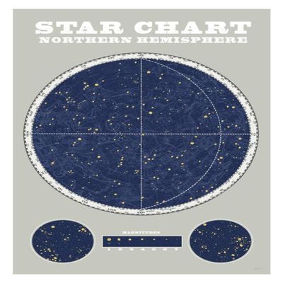 Global Gallery Northern Star Chart Blue Gray -PaperArt-22 x32