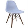COZYBLOCK Mid-Century Modern Woven Fabric Upholstered Accent Side Dining Chair with Dark Walnut Wood Eiffel Legs Set of 2 (Denim Blue) view 3