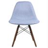 COZYBLOCK Mid-Century Modern Woven Fabric Upholstered Accent Side Dining Chair with Dark Walnut Wood Eiffel Legs Set of 2 (Denim Blue) view 4