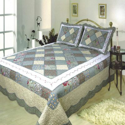 Elegant Decor Ashley Cotton Floral Patchwork Quilt Collection (Queen Quilt 90" W x 90" L)