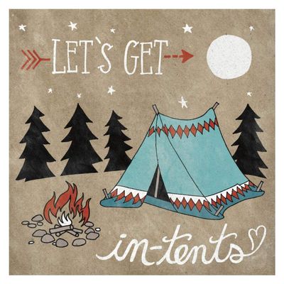 Global Gallery Adventure Love Tent Taupe -PaperArt-32 x32