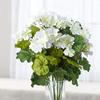 Factory Direct Craft White Poly Silk Geranium Floral Bush | for Indoor Decor view 1