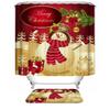 Amagical Merry Christmas Lovely Golden Snow Man Pattern 3 Piece Bathroom Mat Set Shower Curtain Set Bath Mat Contour Mat Fabric Shower Curtian 12 Hooks view 2