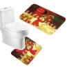 Amagical Merry Christmas Lovely Golden Snow Man Pattern 3 Piece Bathroom Mat Set Shower Curtain Set Bath Mat Contour Mat Fabric Shower Curtian 12 Hooks view 3