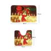 Amagical Merry Christmas Lovely Golden Snow Man Pattern 3 Piece Bathroom Mat Set Shower Curtain Set Bath Mat Contour Mat Fabric Shower Curtian 12 Hooks view 4