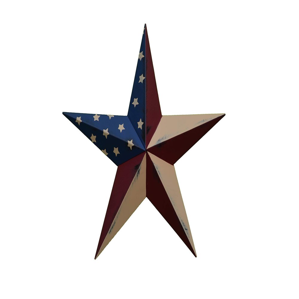 Amish Wares 53 Inch Rustic Old Glory Flag Star Made with Galvanized Metal to Prevent Rusting. American Handcrafted - Made in the USA!